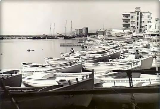 مراكب الصيادين في ميناء صيدا،حزيران سنة 1941 